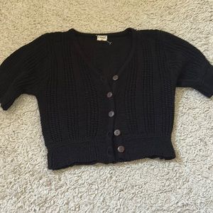 Black cropped button up